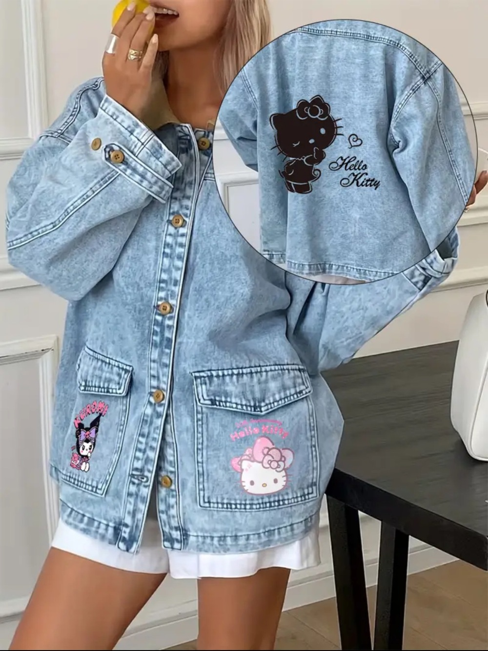 Hello Kitty Denim Jacket Relaxed Fit NEW